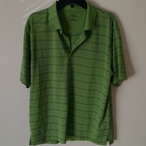 PGA Tour Mens XL Green Black Stripe Polo